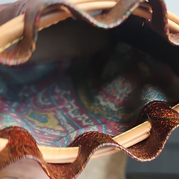 Etro Burgundy and Tan Paisley Drawstring Pouch NWOT AND BOX - Picture 9 of 11